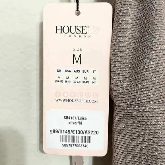 NWT HOUSE OF CB Louisa Silver Sparkly Bustier Mini Dress - Picture 4 of 6